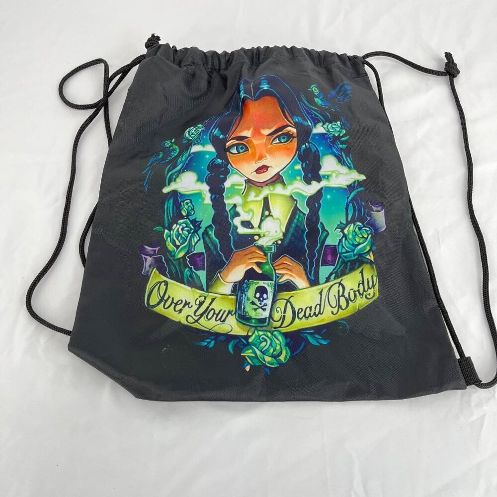 Wednesday Addams Drawstring Backpack With‎ Gothic Artwork - 16"x13" - Picture 2 of 2